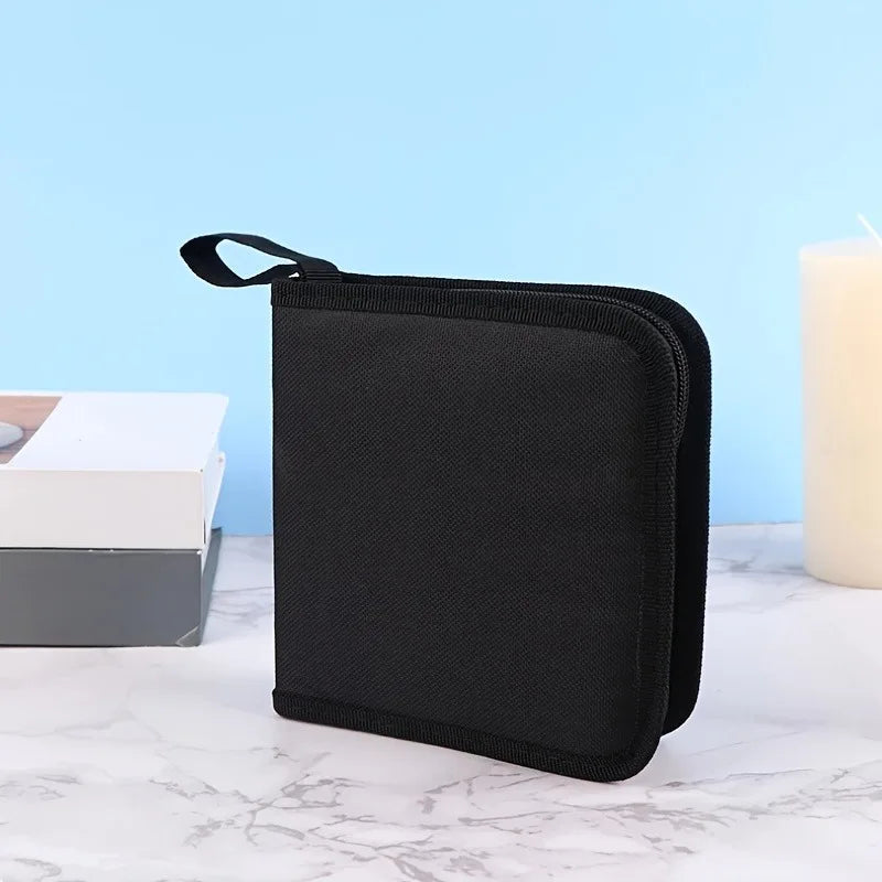 40-Disc CD DVD Storage Case | Portable Zipper Binder Wallet Disc Storage Case QXL