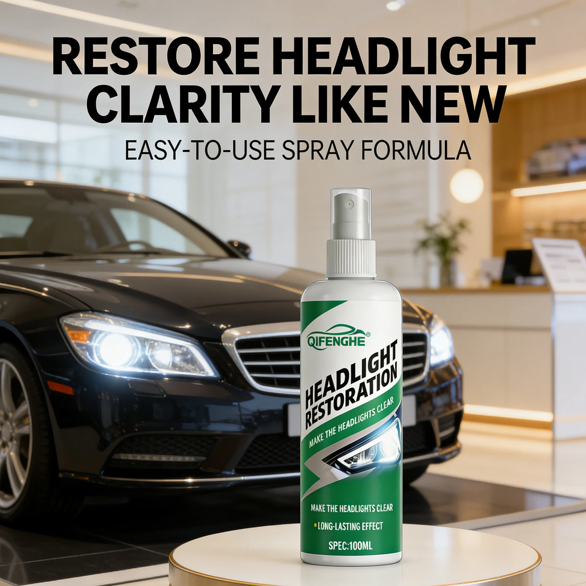 Auto Headlight Restoration Spray 100ml | Clear Coat Restorer Headlight Restoration Spray QXL