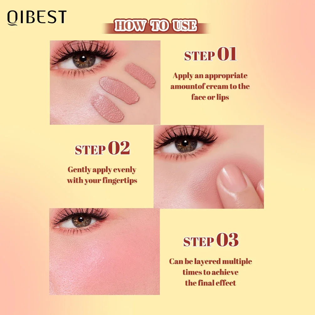 QIBEST 3-in-1 Blush Stick | Lip, Cheek & Eyeshadow Balm Multi-Use Blush Balm QXL
