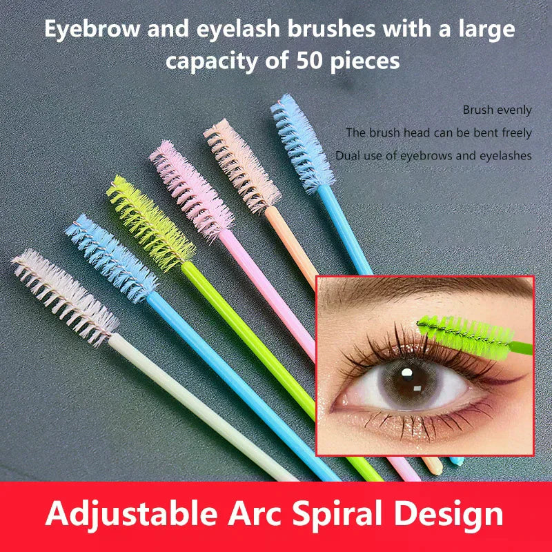 50-Pack Disposable Mascara Wands & Spoolie Eyelash Brushes Disposable Spoolie Brushes QXL