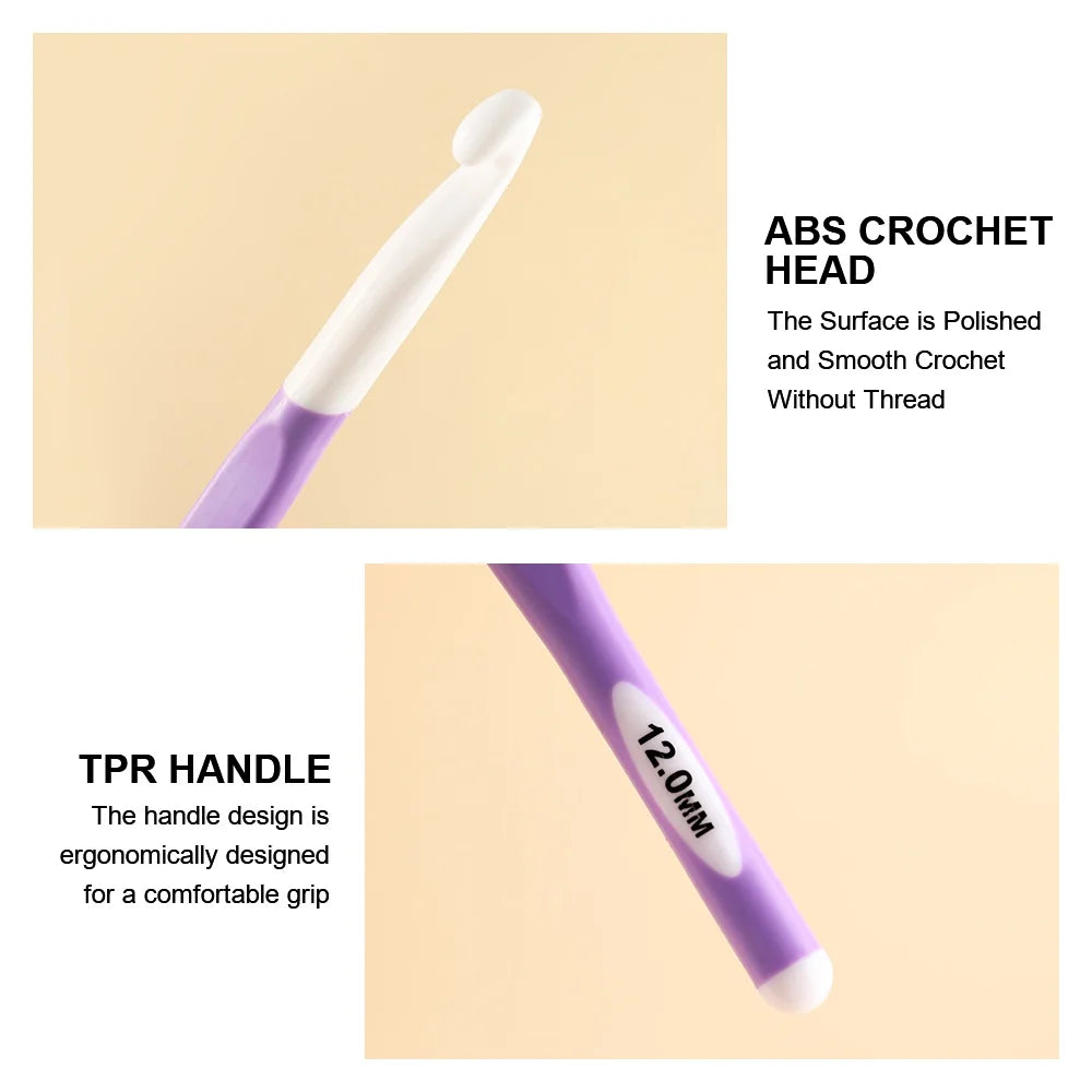 Ergonomic Crochet Hooks Set 4 Sizes 8–15mm | Soft TPR Grip Crochet Hook Set QXL