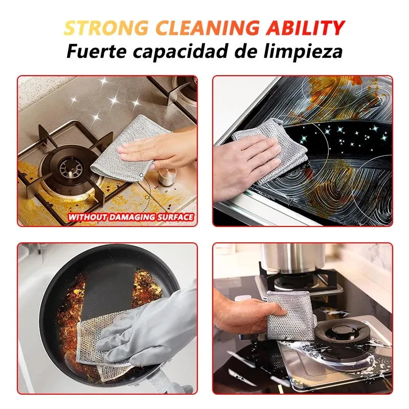 Steel Wire Scrubber Scourer Pad | Reusable Oil-Repellent Kitchen Scrubber Pad QXL