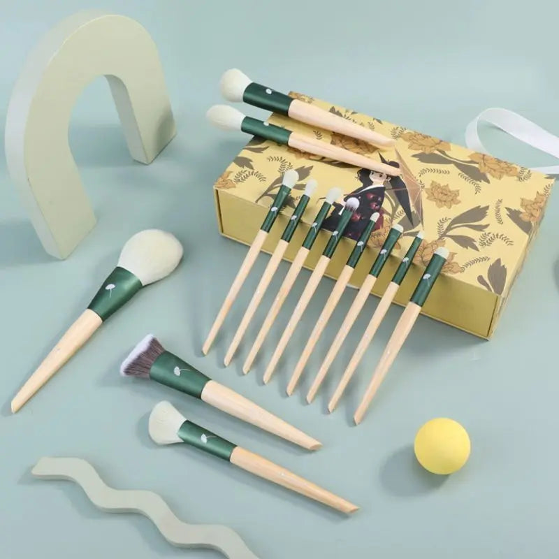13-Piece Jade Bamboo Makeup Brush Set | Professional Kit Makeup Brush Set QXL