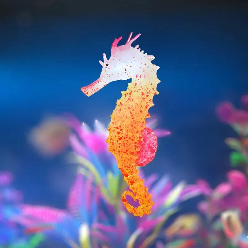 Glow in the Dark Silicone Seahorse Aquarium Decoration Aquarium Ornament QXL