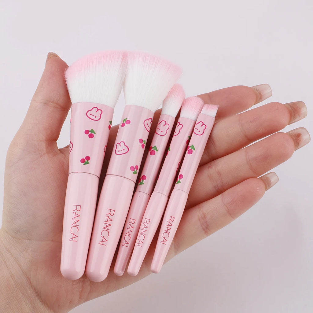 RANCAI 5-Piece Compact Makeup Brush Set with Case Makeup Brush Set QXL