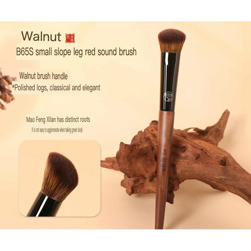 B65S Small Angled Blush Brush | Soft Wool Fiber & Wood Handle Angled Blush Brush QXL
