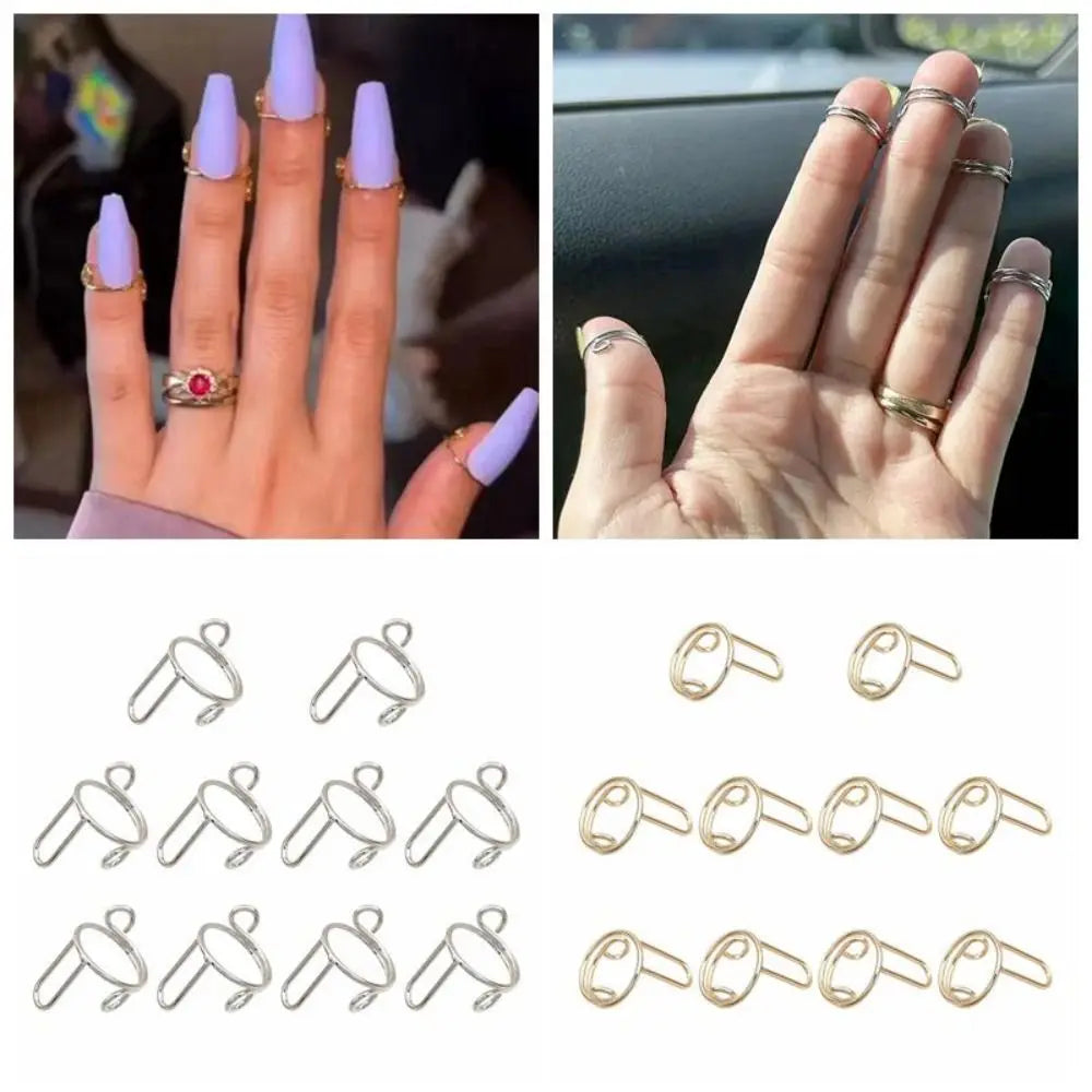 10-Pack Reusable Fingertip Nail Rings | Y2K Nail Art Decor Nail Art Rings QXL