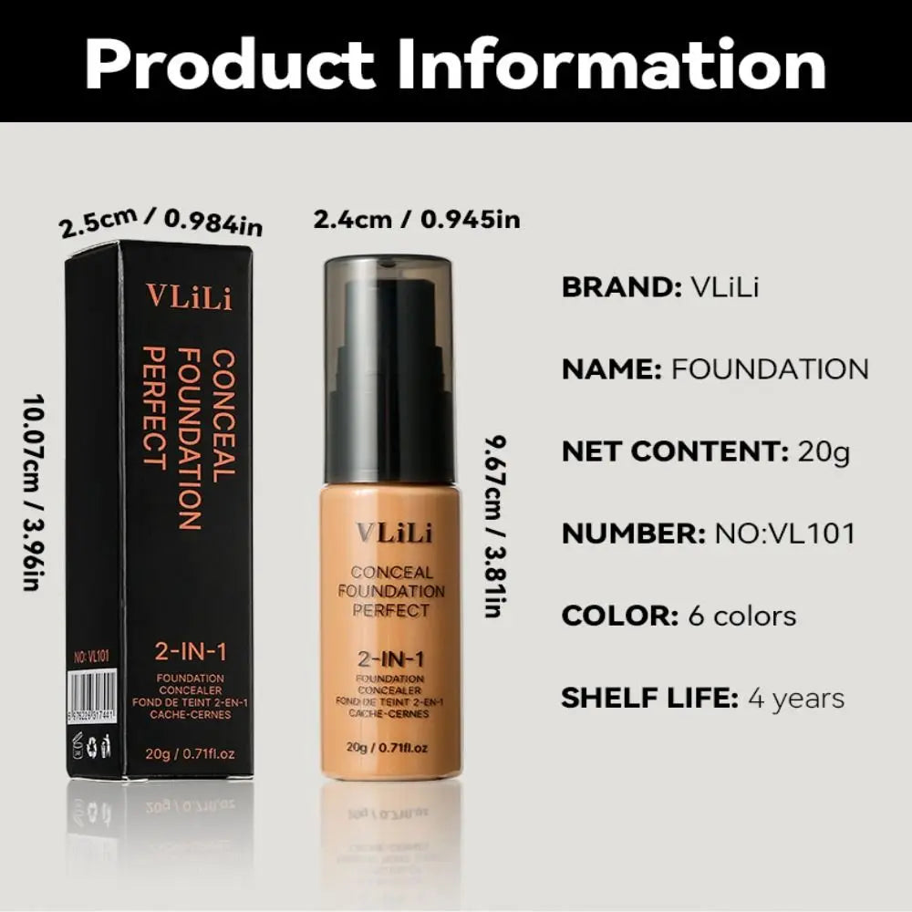 6-Shade Matte BB Cream – Full Coverage Liquid Foundation Liquid Foundation BB Cream QXL
