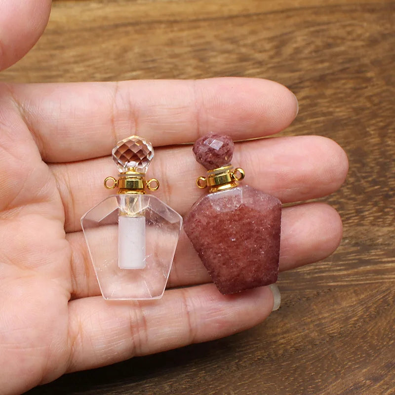 Faceted Crystal Essential Oil Pendant Necklace | Perfume Bottle Aromatherapy Pendant QXL