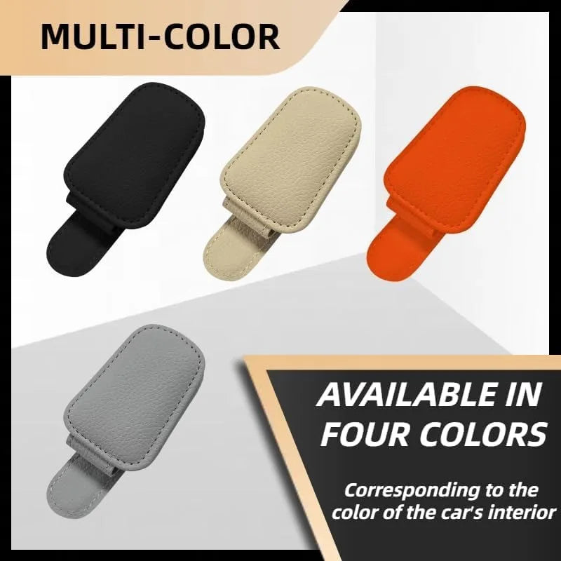 Magnetic Leather Car Visor Sunglasses Holder Clip – Black Car Visor Glasses Clip QXL
