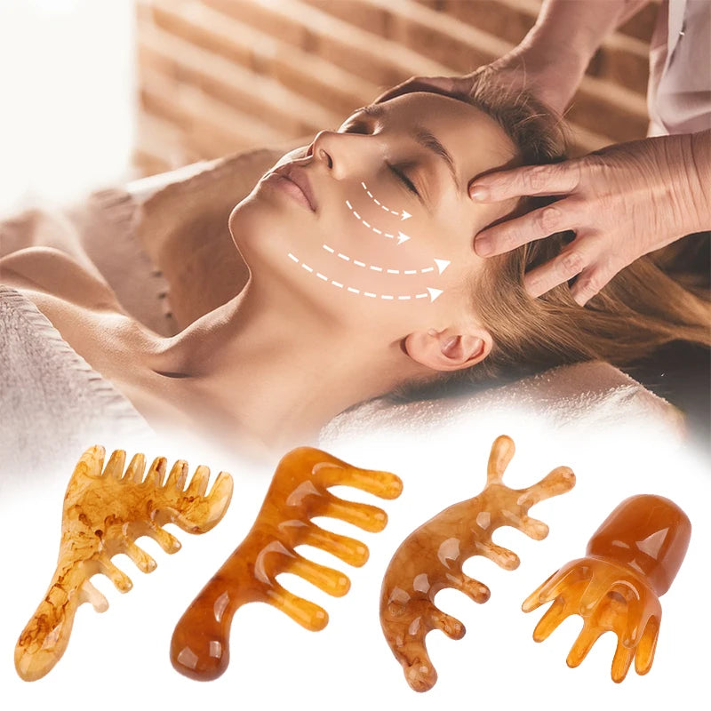 Natural Resin Wide Tooth Scalp Massage Comb | Gua Sha Tool Scalp Massage Comb QXL