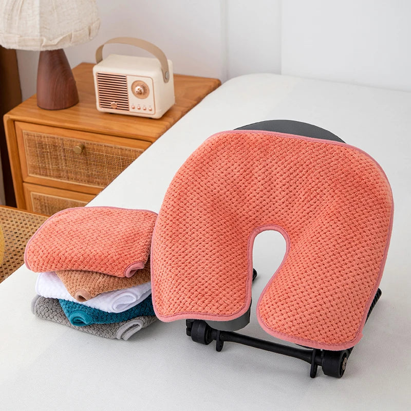 Coral Fleece U-Shaped Facial Pillow Cover | SPA Massage Facial Pillow Cover QXL