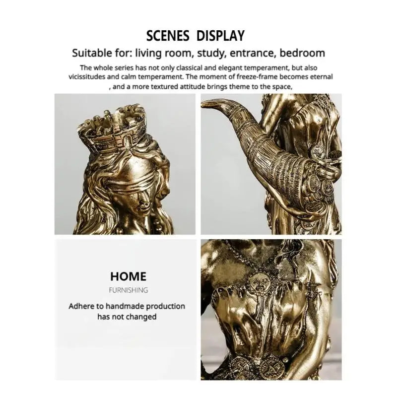 Tyche Greek Goddess of Fortune Resin Sculpture | Lucky Decor Decorative Sculpture QXL