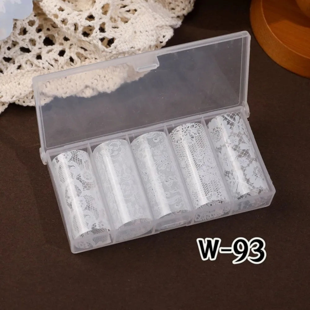 Holographic Lace Nail Foils | Black & White Sequin Nail Stickers Nail Art Foil Stickers QXL 6
