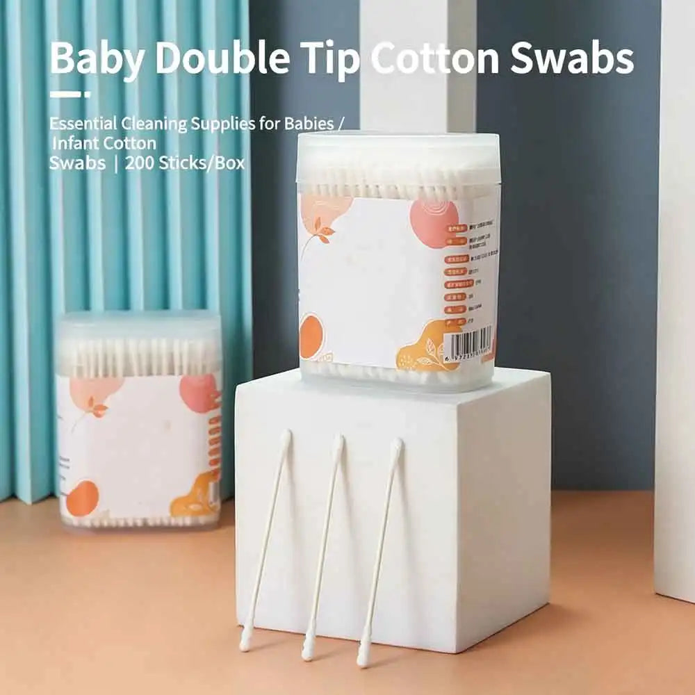 Baby Cotton Swabs 400-Pack | Organic, Safe & Biodegradable Baby Cotton Swabs QXL