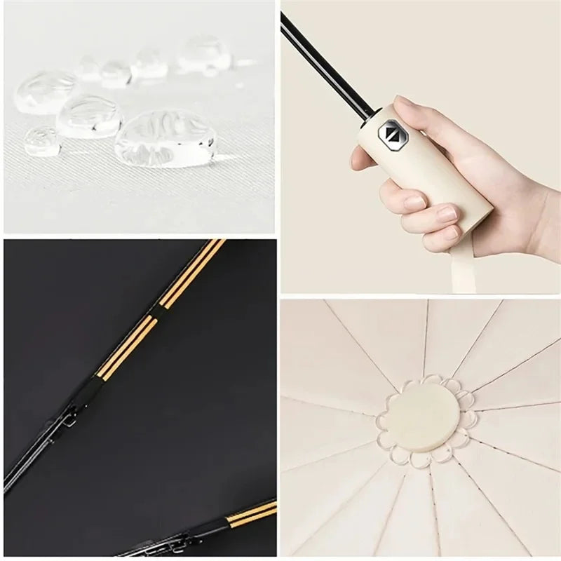 12-Rib Auto Folding UV Umbrella | Compact & Windproof Folding Umbrella QXL
