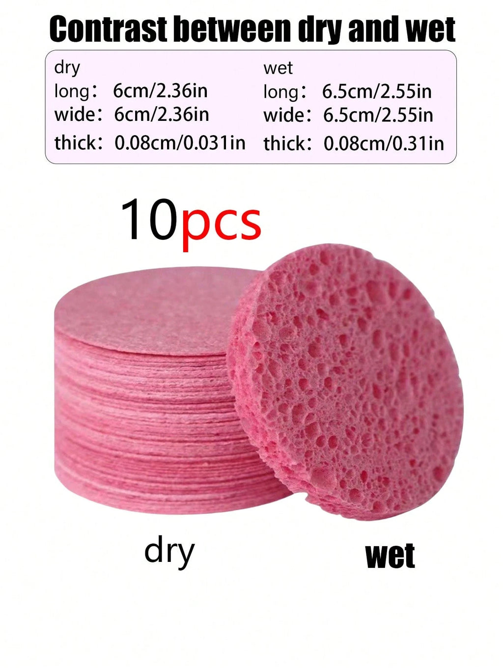 Reusable Compressed Wood Pulp Face Wash Pads – 10/20 Pack Facial Cleansing Pads QXL 10Pcs-Pink
