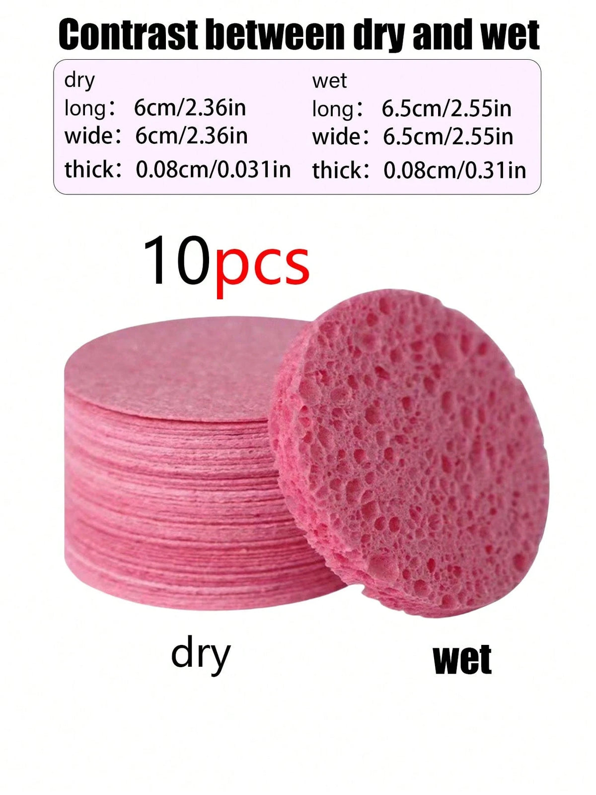 Reusable Compressed Wood Pulp Face Wash Pads – 10/20 Pack Facial Cleansing Pads QXL 10Pcs-Pink