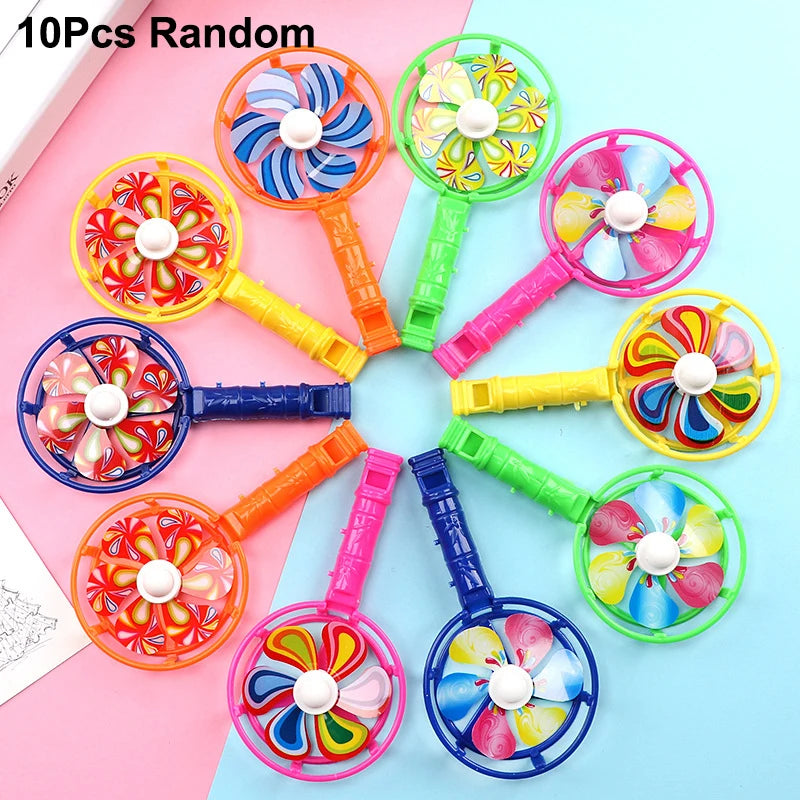 10-Pack Windmill Fan Whistle Toys for Kids – Party Favors Kids Party Toy Set QXL