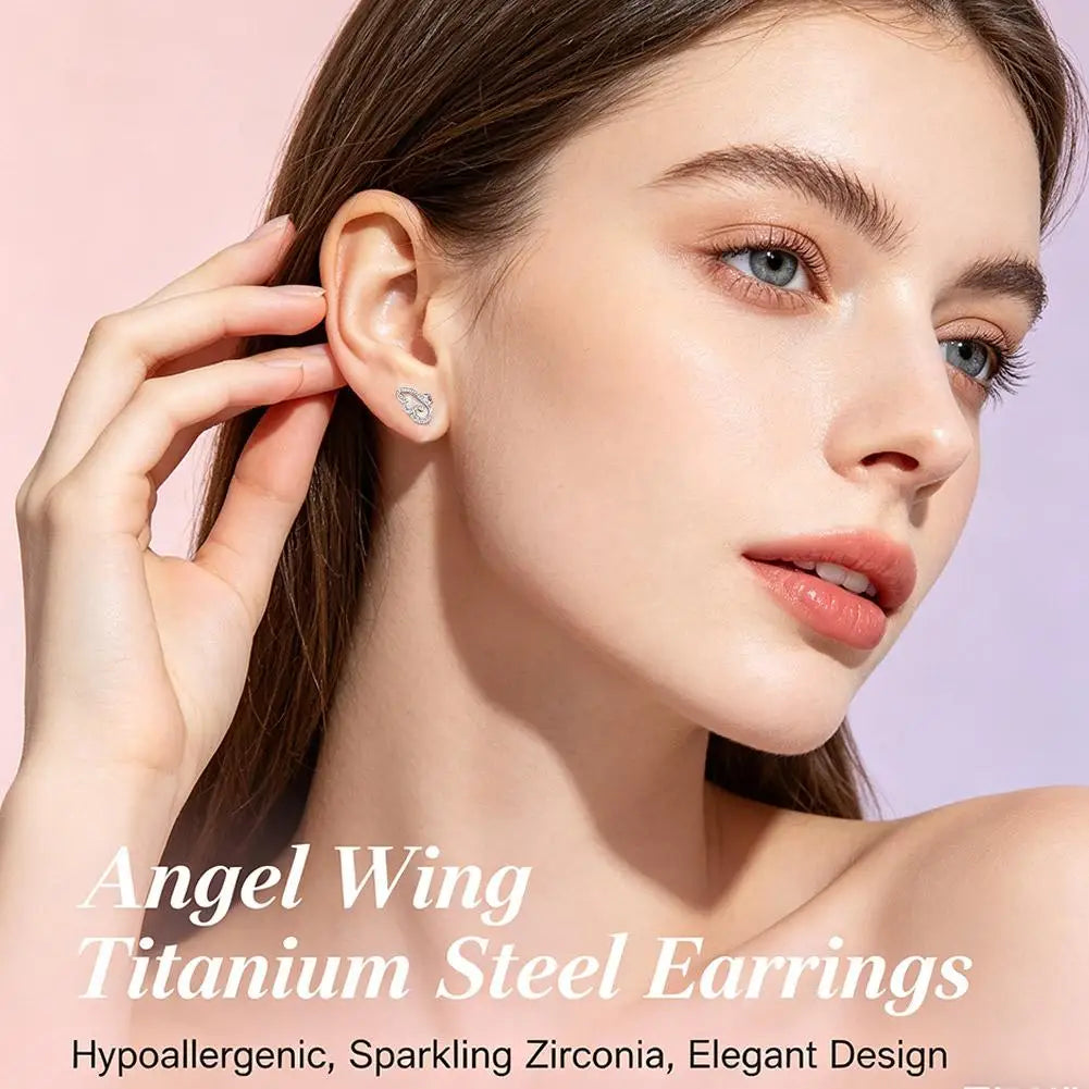 Angel Wing Rhinestone Stud Earrings | Hypoallergenic Cartilage Stud Earrings QXL