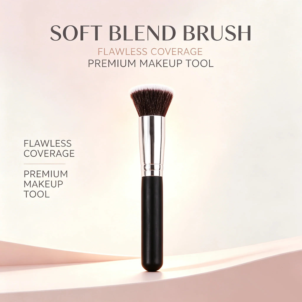 KOSSHOW Flat Top Makeup Brush – Blush, Contour & Foundation Makeup Brush QXL black
