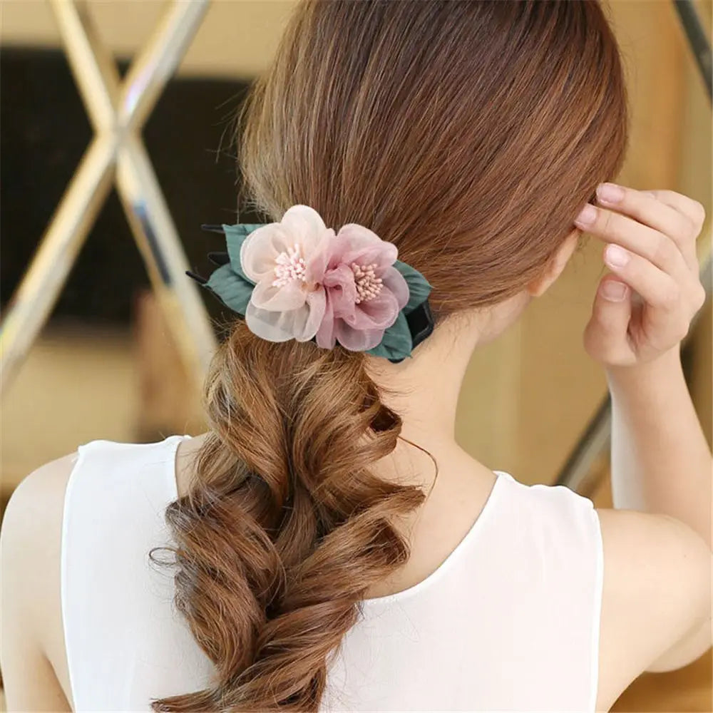 Fabric Flower Duckbill Hair Clip | Women's Elegant Barrette Hair Clip Barrette QXL