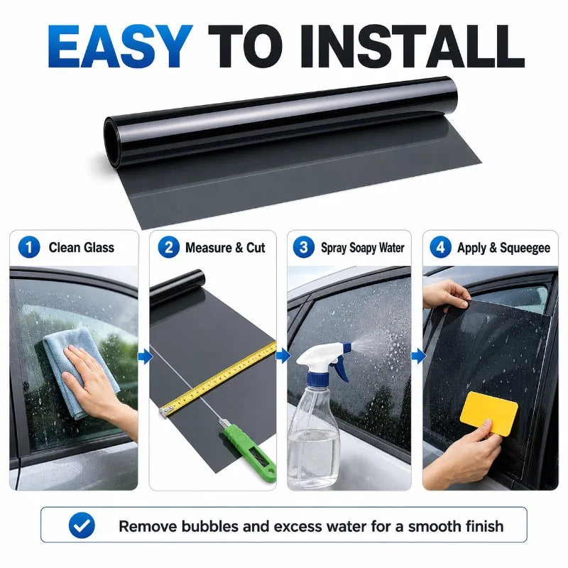 Car Window Tint Film 50x300cm | Solar UV Privacy Film + Tools Window Tint Film QXL
