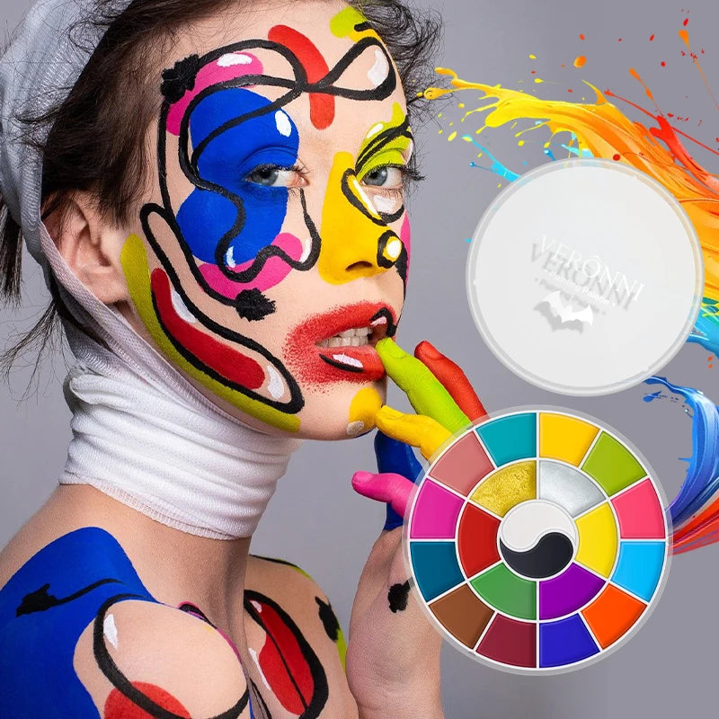 20-Color Face & Body Paint Palette | Halloween & Cosplay Makeup Face & Body Paint QXL