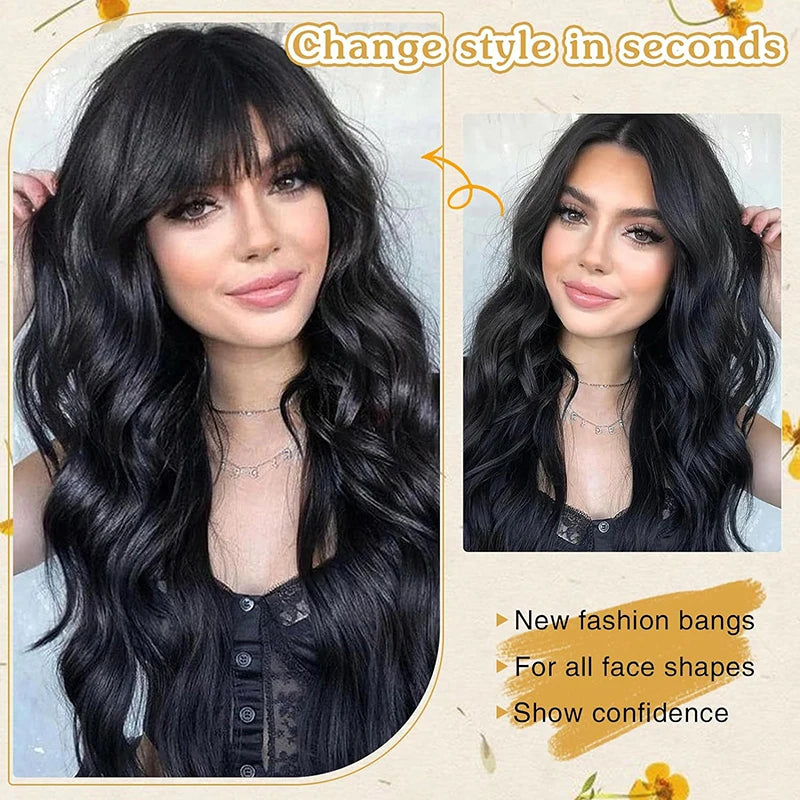 Clip-In Synthetic Air Bangs & Sideburns Hairpiece | Brown Clip-In Hair Bangs QXL