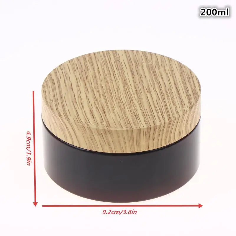 PET Plastic Jar Wood Texture Lid | 200ml–500ml Empty Container Cosmetic Storage Jar QXL 200ml