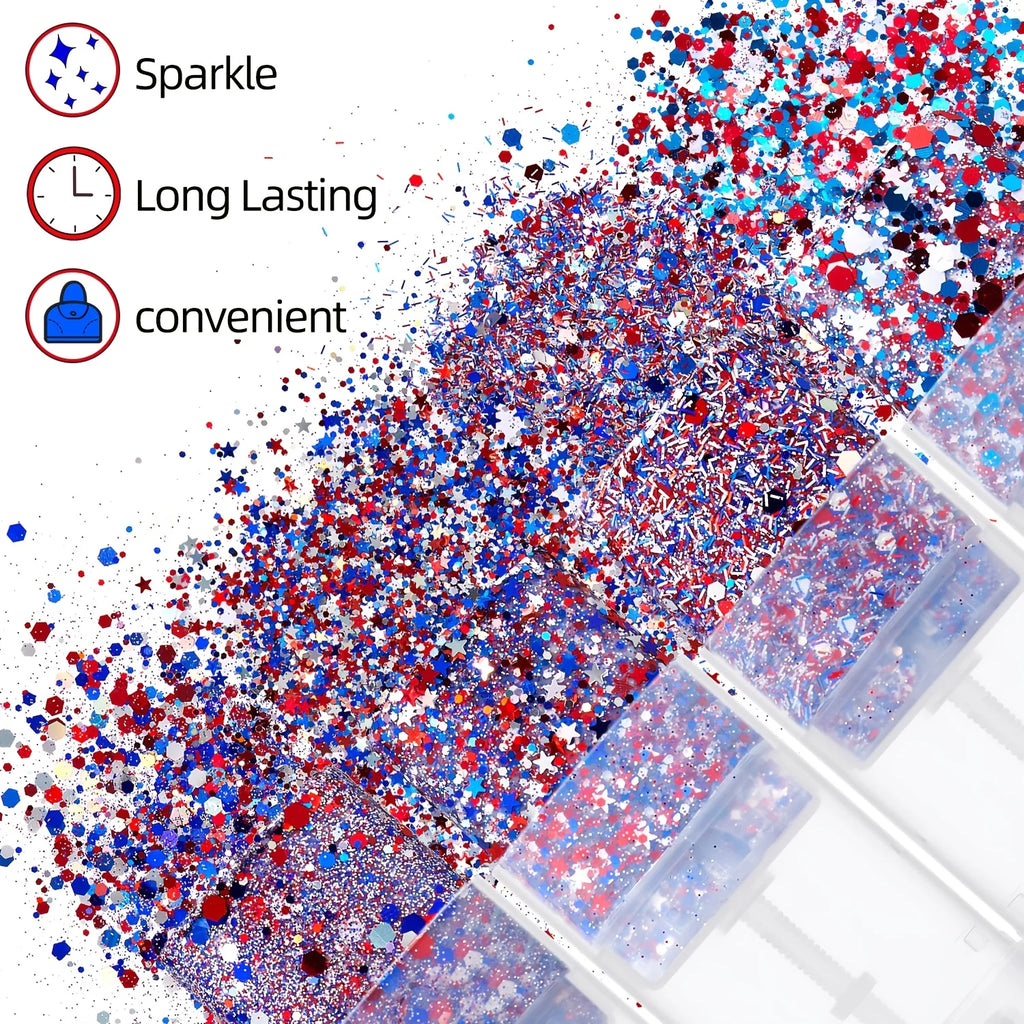 Patriotic Glitter Body Paint Stick | Red White Blue Face Paint Glitter Body Paint QXL