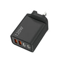 120W 4-Port USB-C PD Fast Charger Wall Adapter QC 3.0 USB-C Wall Charger QXL Black UK Plug