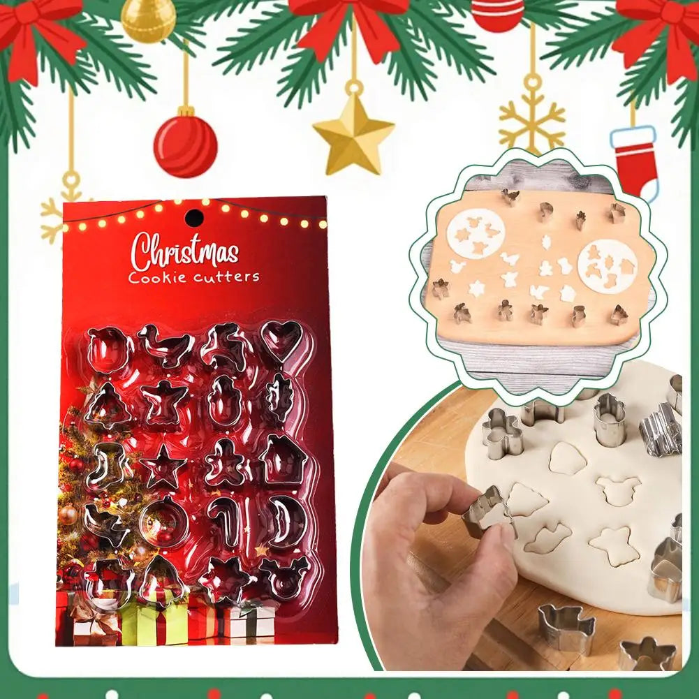 20-Pc Christmas Cookie Cutters | Stainless Steel Holiday Set Cookie Cutter Set QXL