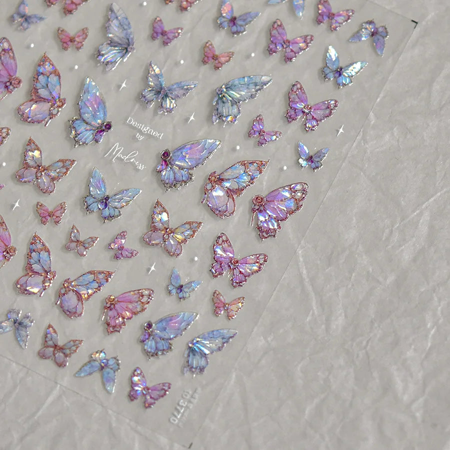 5D Aurora Butterfly Nail Art Stickers | Self-Adhesive Decals Nail Art Stickers QXL