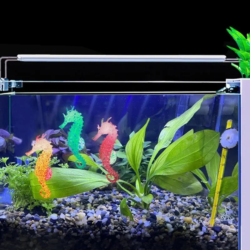 Glow in the Dark Silicone Seahorse Aquarium Decoration Aquarium Ornament QXL