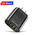 4-Port USB-C Wall Charger PD 20W & Quick Charge 3.0 USB Wall Charger QXL Black US