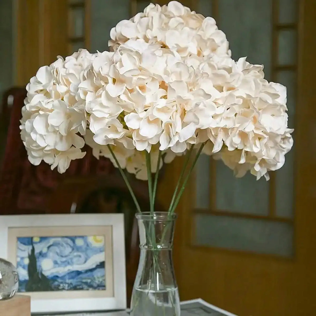 Artificial Hydrangea Flowers with Stems | Wedding & Home Decor Artificial Flowers QXL WHITE 2pcs