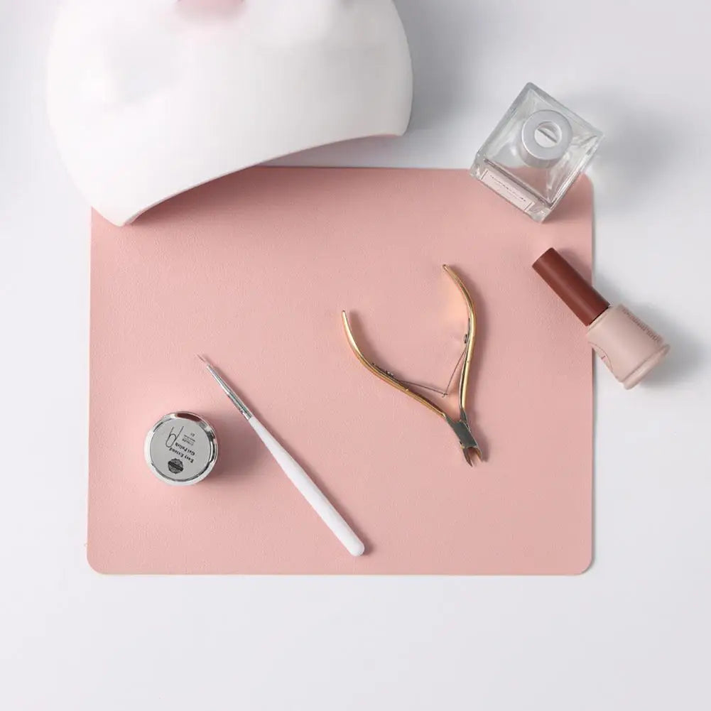 Pink Leather Nail Art Table Mat | Anti-Slip Armrest Cushion Nail Art Mat QXL
