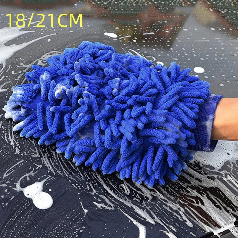 Chenille Car Wash Glove | Double-Sided Plush Detailing Mitt Car Wash Mitt QXL