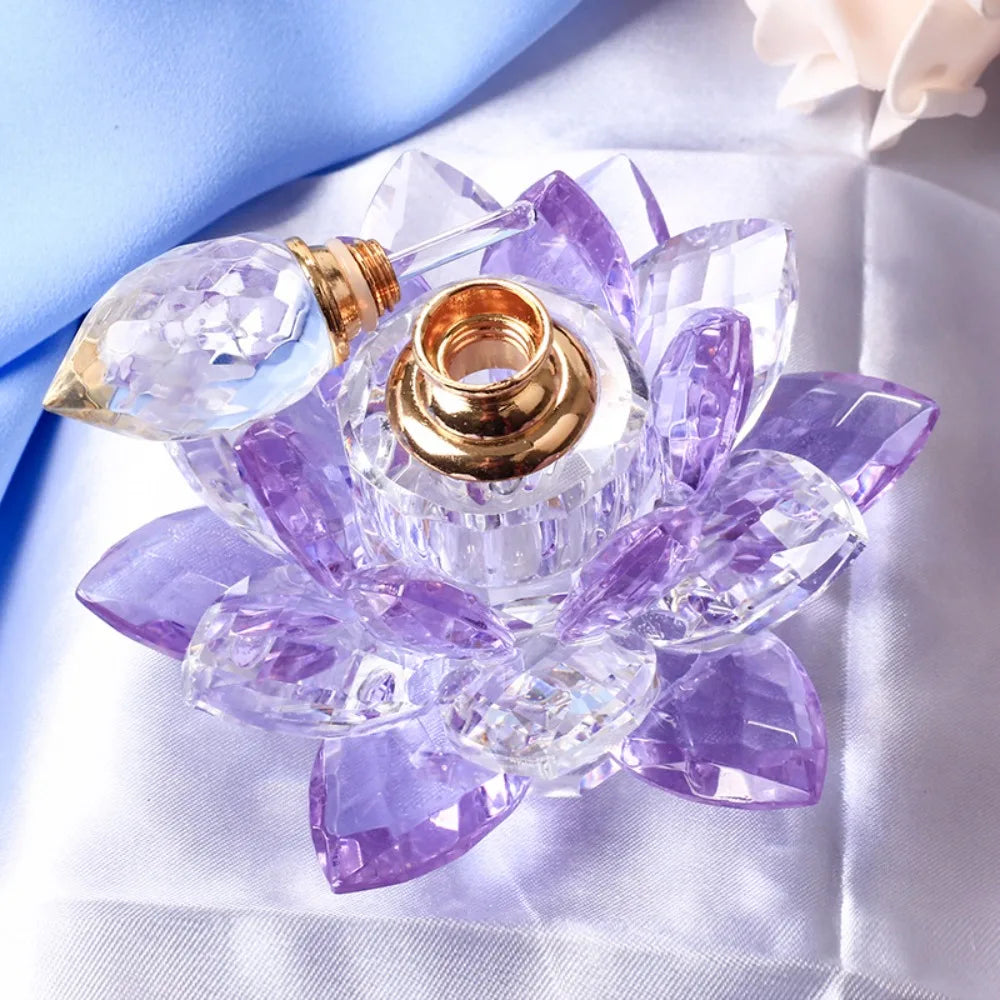 Crystal Purple Lotus Refillable Perfume Bottle | 5ml Glass Gift Refillable Perfume Bottle QXL