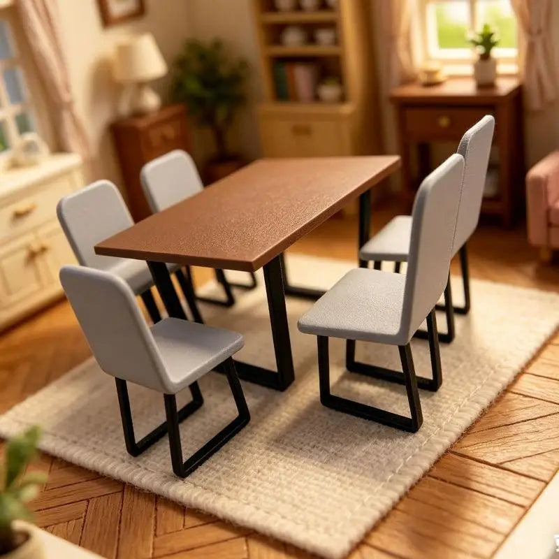 1:12 Miniature Dining Table & Chair Set | DIY Dollhouse Furniture Dollhouse Miniature Set QXL