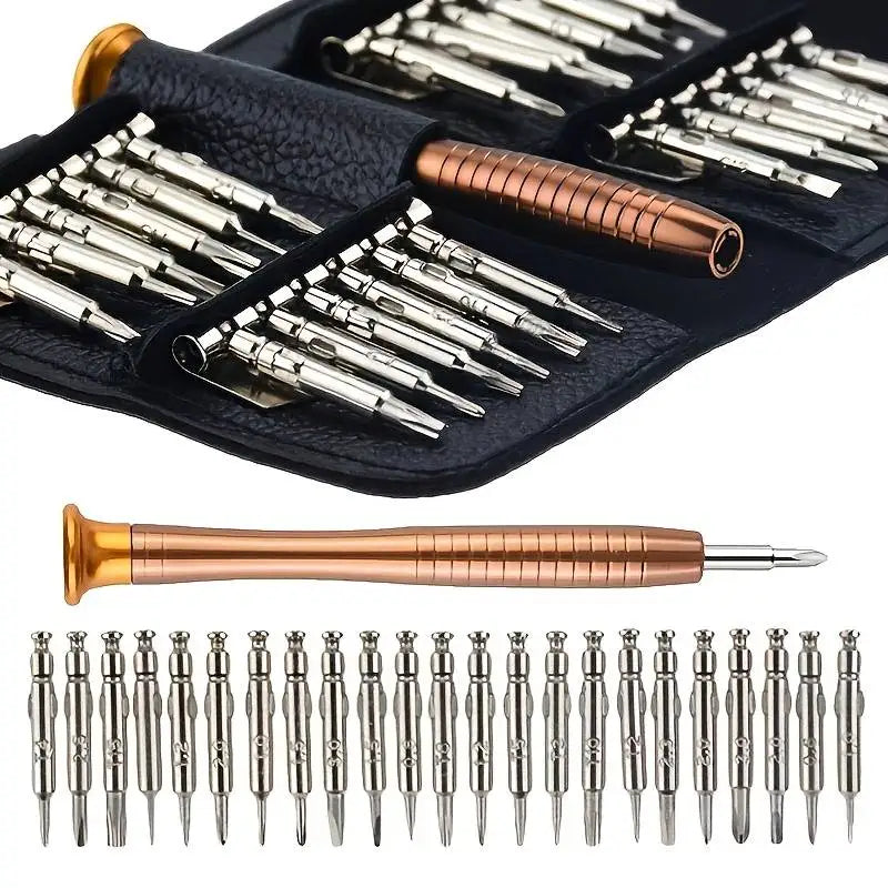 25-in-1 Precision Screwdriver Set | Leather Case Repair Kit Precision Screwdriver Set QXL