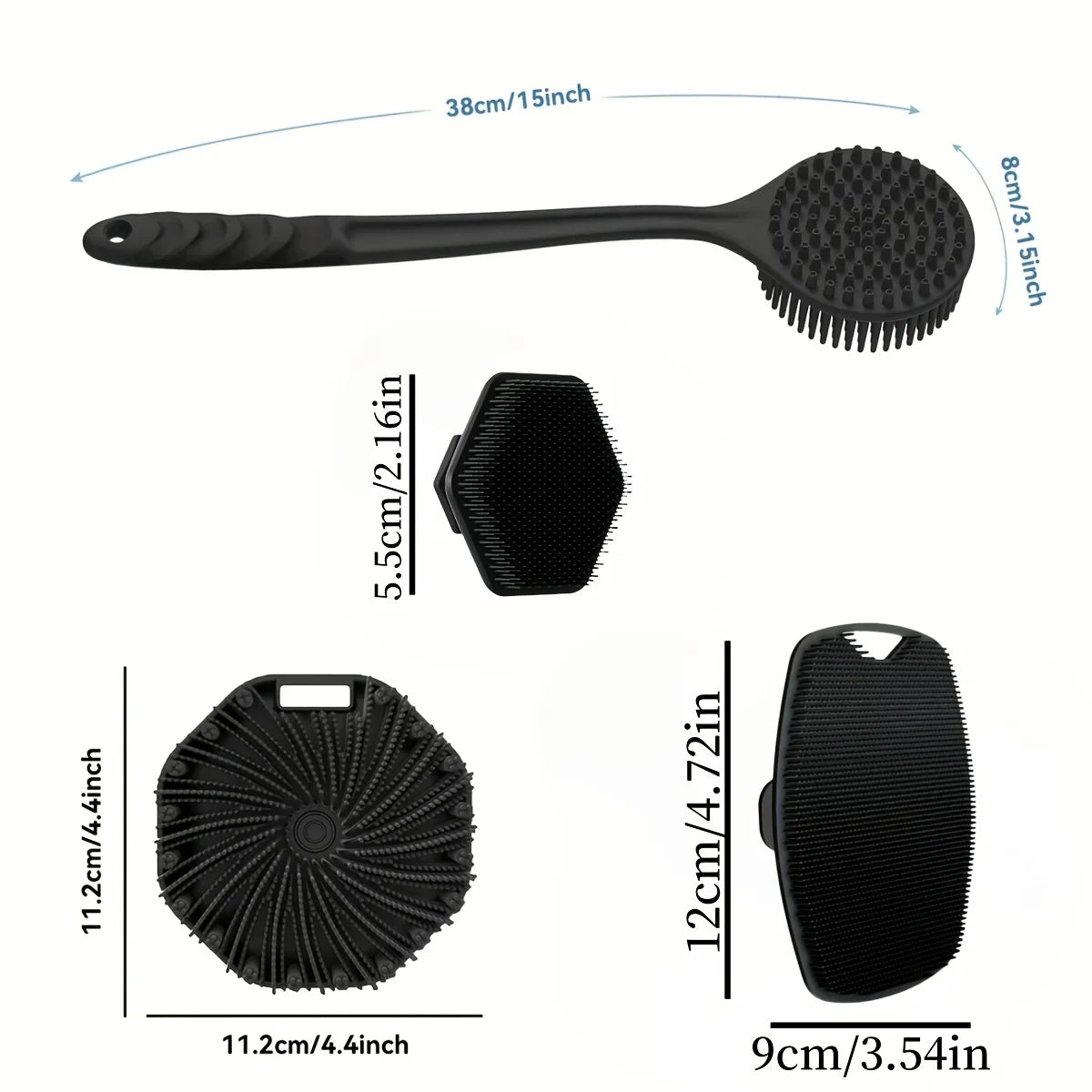 4-Piece Silicone Bath & Face Cleansing Brush Set | Non-Slip Bath & Face Brush Set QXL