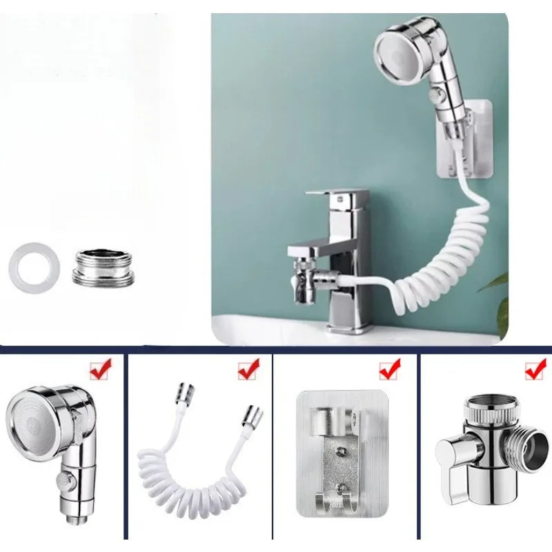 Pull-Out Faucet Extender | Telescopic Sink Hair Washing Sprayer Faucet Sprayer Extender QXL