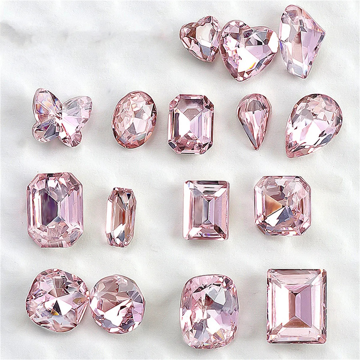 Pink Zircon Nail Rhinestone Charms | Crystal 3D Decorations Nail Rhinestone Charms QXL 10pcs
