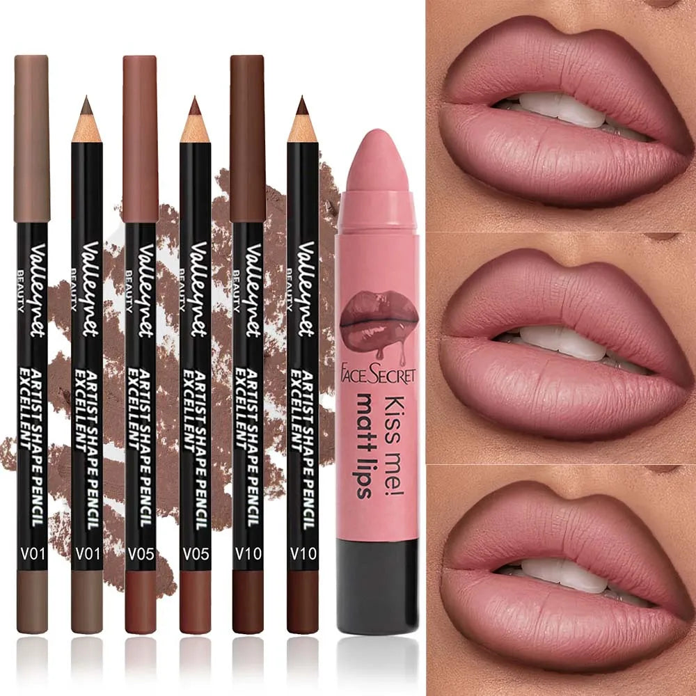 4-Piece Lip Kit – Waterproof Lip Liners & Long-Lasting Lipstick Lip Liner Set QXL