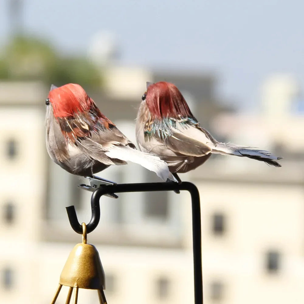 4-Pack Artificial Sparrow Clip Birds | Garden & Tree Decor Garden Bird Ornament QXL