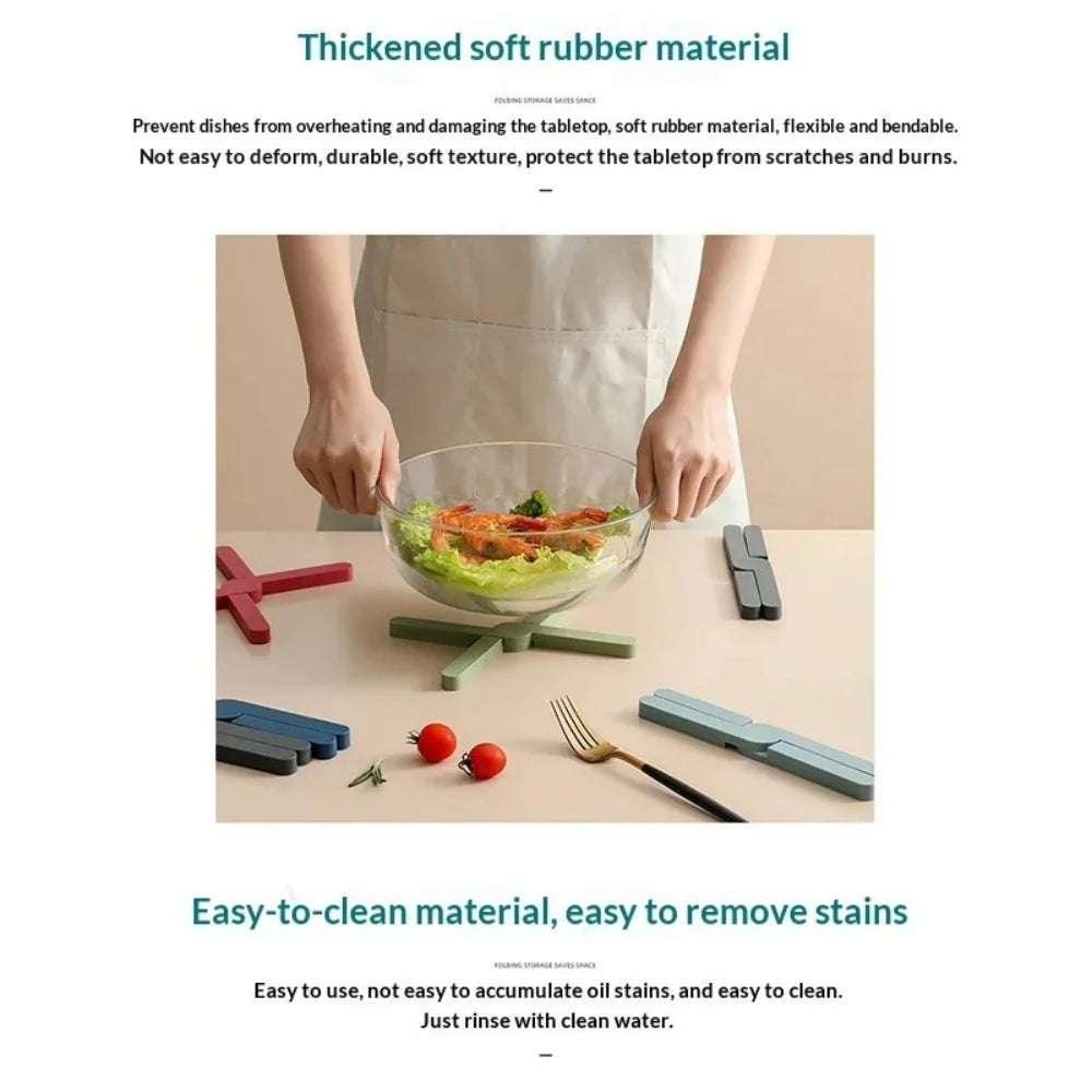Silicone X-Shape Foldable Trivet Mat | Heat Resistant Pot Pad Silicone Trivet Mat QXL