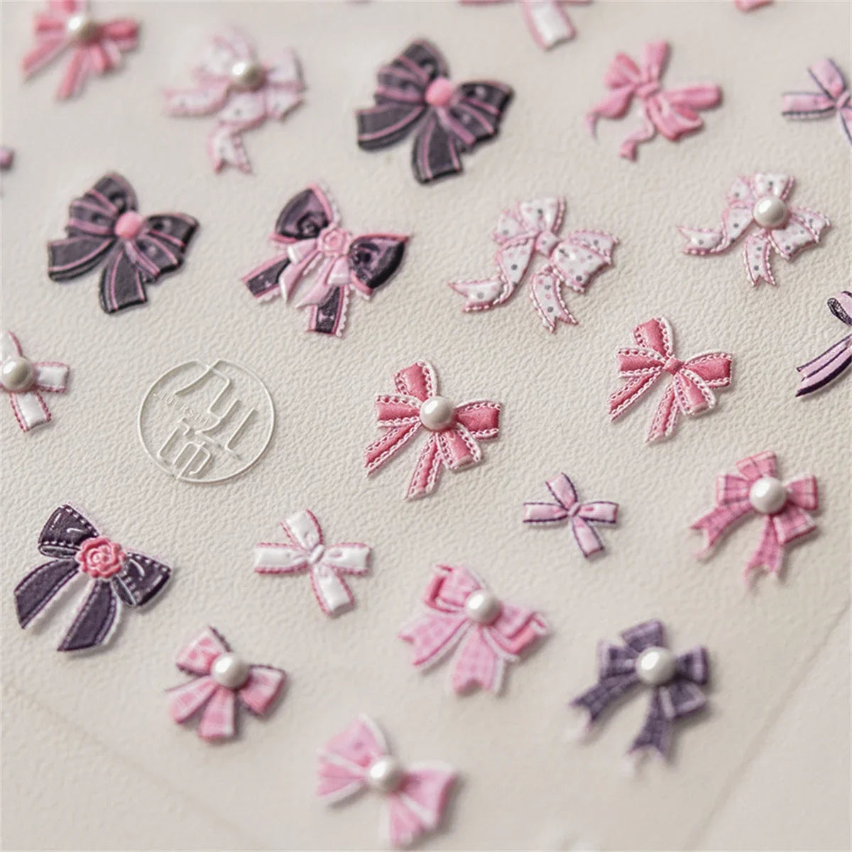 5D Kawaii Pink Bow Nail Stickers | Japanese Ribbon Decals Nail Art Stickers QXL