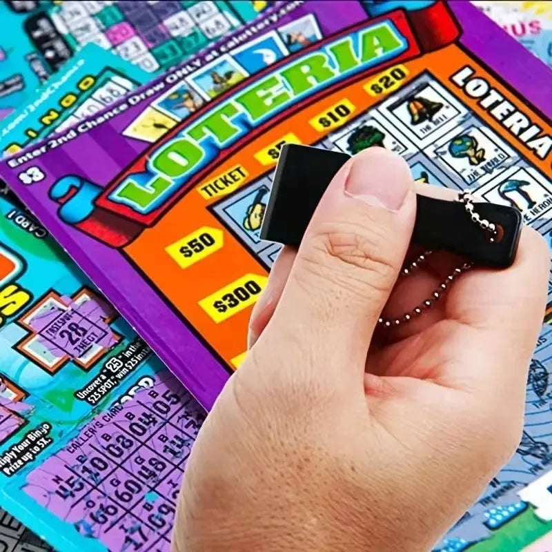 2-Pack Lottery Ticket Scraper Keychains | Scratch-Off Tool Novelty Keychain Tool QXL